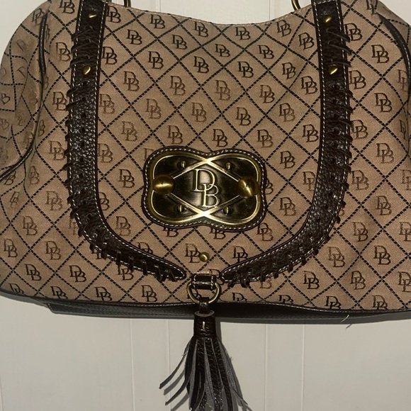 Y2K Dooney & Bourke Monogram Canvas Tassle Bag - Picture 3 of 6